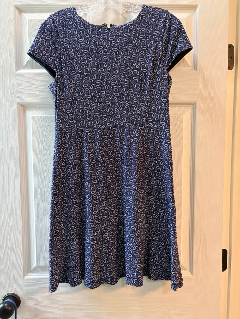 Michael Kors Navy Paisley-Print Midi Fit & Flare Dress